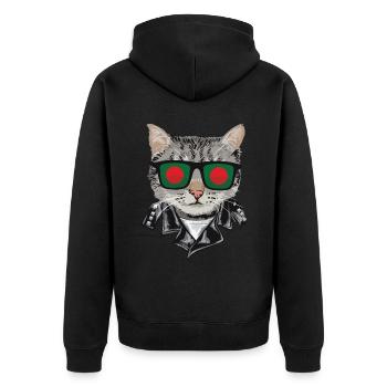 Cat Bangladesch Flagge Sonnenbrille - Unisex Premium Bio Zip Hoodie - Schwarz - Hinten - Nico (187cm)