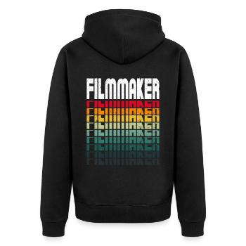 Filmemacher Filmregisseur Produzent Filmschaffende - Unisex Premium Bio Zip Hoodie - Schwarz - Hinten - Nico (187cm)