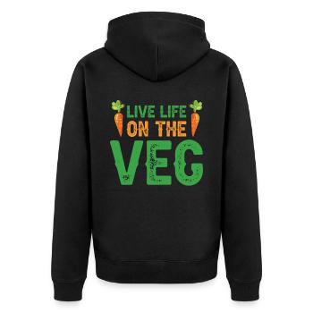 Vegetarier Veganer Vegan Veggie Tierschutz Gemüse - Unisex Premium Bio Zip Hoodie - Schwarz - Hinten - Nico (187cm)