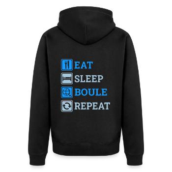 Lustige Boule Sprüche Boulespieler Boccia Pentaque - Unisex Premium Bio Zip Hoodie - Schwarz - Hinten - Nico (187cm)