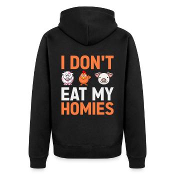 Vegetarier Veganer Vegan Veggie Tierschutz Gemüse - Unisex Premium Bio Zip Hoodie - Schwarz - Hinten - Nico (187cm)