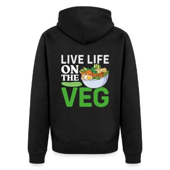 Vegetarier Veganer Vegan Veggie Tierschutz Gemüse - Unisex Premium Bio Zip Hoodie - Schwarz - Hinten - Nico (187cm)