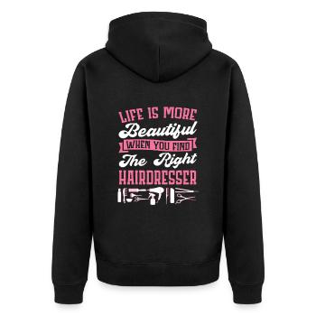 Coiffeur Coiffeur Coiffure Coiffure Coiffure Coiffure - Veste à capuche bio Premium Unisexe - noir - Dos - Nico (187cm)