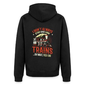 Arrêtez-vous et regardez les trains. - Veste à capuche bio Premium Unisexe - noir - Dos - Nico (187cm)