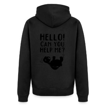 Hello! Can you help me? Funny turtle - Unisex Premium Organic Zip Hoodie - black - Back - Nico (187cm)