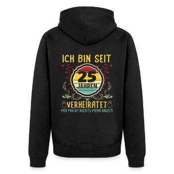 Silberhochzeit 25 Jahre Verheiratet Hochzeitstag - Unisex Premium Bio Zip Hoodie - Schwarz - Hinten - Nico (187cm)
