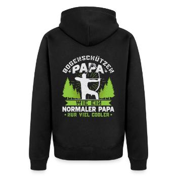 Bogenschützen Papa Vater Bogenschiessen - Unisex Premium Bio Zip Hoodie - Schwarz - Hinten - Nico (187cm)