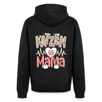 Katzen Mama Kätzchen Leopard Muster - Unisex Premium Bio Zip Hoodie - Schwarz - Hinten - Nico (187cm)