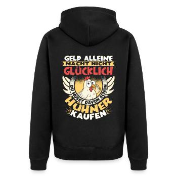 Hühner Huhn Haushühner Hühnerbesitzer - Unisex Premium Bio Zip Hoodie - Schwarz - Hinten - Nico (187cm)