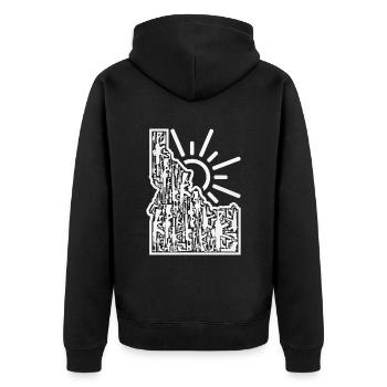 Idaho Berge Weinlese - Unisex Premium Bio Zip Hoodie - Schwarz - Hinten - Nico (187cm)