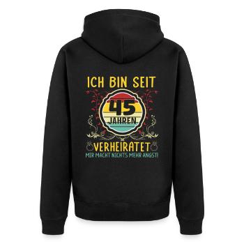 Messinhochzeit 45 Jahre Verheiratet Hochzeitstag - Unisex Premium Bio Zip Hoodie - Schwarz - Hinten - Nico (187cm)