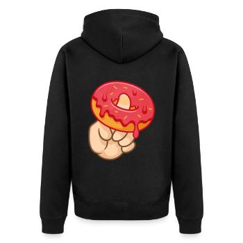 Doughnut-Liebhaber Foodie-Humor - Unisex Premium Bio Zip Hoodie - Schwarz - Hinten - Nico (187cm)