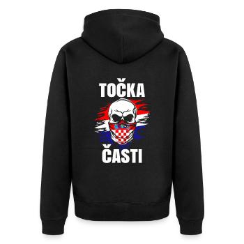 Kroatien Geschenk Herkunft Zagreb Hrvatska Heimat - Unisex Premium Bio Zip Hoodie - Schwarz - Hinten - Nico (187cm)