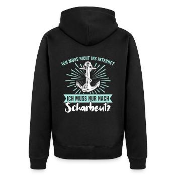 Scharbeutz Ostsee Scharbeutzer Urlaub - Unisex Premium Bio Zip Hoodie - Schwarz - Hinten - Nico (187cm)