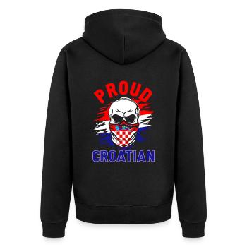 Kroatien Geschenk Herkunft Zagreb Hrvatska Heimat - Unisex Premium Bio Zip Hoodie - Schwarz - Hinten - Nico (187cm)