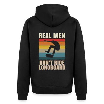 Skateboard Kickflip Geschenk Longboard Sk8er Sk8 - Unisex Premium Bio Zip Hoodie - Schwarz - Hinten - Nico (187cm)