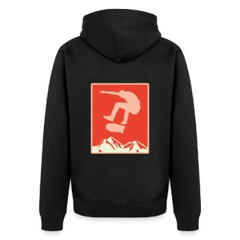 Skater Skateboard Gift Halfpipe Sk8 Ollie - Unisex Premium Organic Zip Hoodie - black - Back - Nico (187cm)