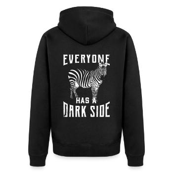 Zebra Geschenk Schwarz-weiß Safari Savanne Steppe - Unisex Premium Bio Zip Hoodie - Schwarz - Hinten - Nico (187cm)