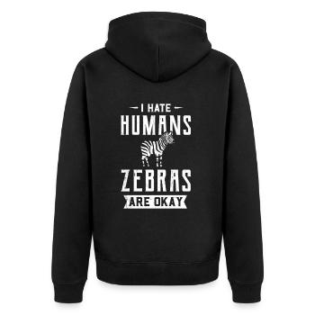 Zebra Afrika Pferd Hipster Geschenk Tier Streifen - Unisex Premium Bio Zip Hoodie - Schwarz - Hinten - Nico (187cm)