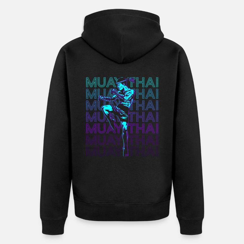 Muay Thai Retro - Unisex Premium Bio Zip Hoodie - Schwarz