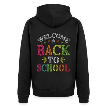 Bienvenue à l’école pour les élèves et les enseignants - Veste à capuche bio Premium Unisexe - noir - Dos - Nico (187cm)