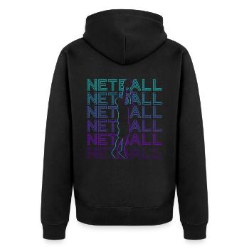 Netzballspieler Retro - Unisex Premium Bio Zip Hoodie - Schwarz - Hinten - Nico (187cm)