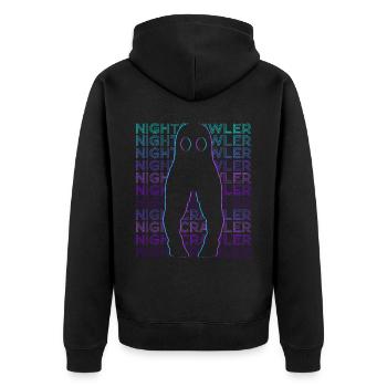 Fresno Nightcrawler Kryptoide Kryptozoologie - Unisex Premium Bio Zip Hoodie - Schwarz - Hinten - Nico (187cm)