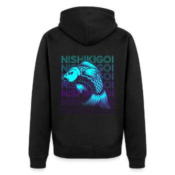Koi Fish Carp Japanese Nishikigoi Retro - Unisex Premium Organic Zip Hoodie - black - Back - Nico (187cm)