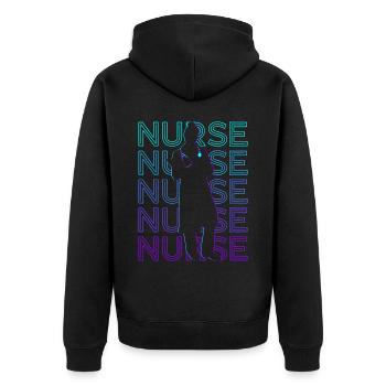 Nurse RN Nursing Retro - Unisex Premium Organic Zip Hoodie - black - Back - Nico (187cm)