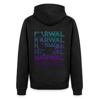 Narwal Narwhal Retro - Unisex Premium Bio Zip Hoodie - Schwarz - Hinten - Nico (187cm)