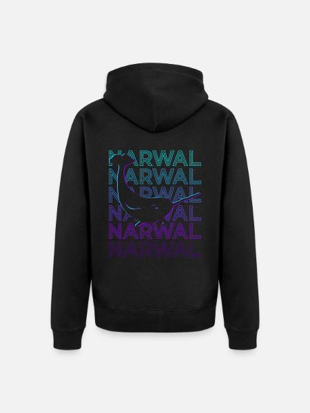 Narwal Narwhal Retro - Unisex Premium Organic Zip Hoodie - black