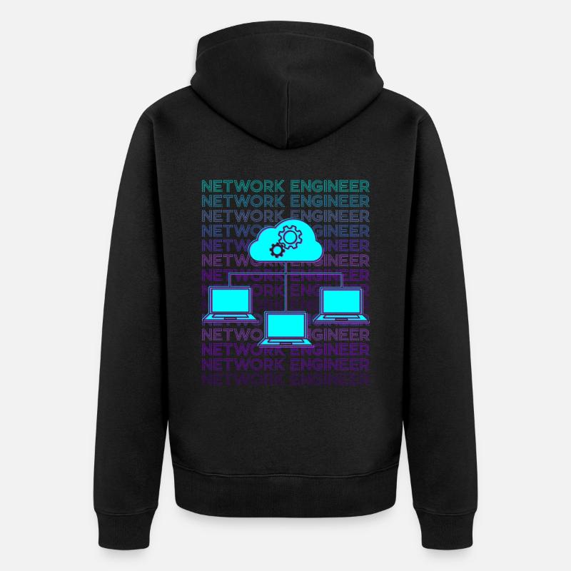 Netzwerkingenieur Netzwerktechnik Retro - Unisex Premium Bio Zip Hoodie - Schwarz