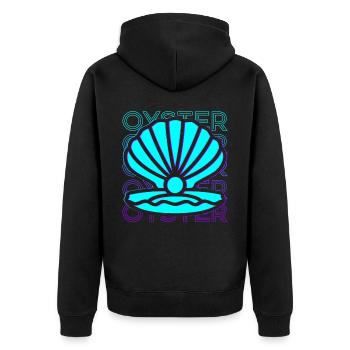 Auster Retro - Unisex Premium Bio Zip Hoodie - Schwarz - Hinten - Nico (187cm)