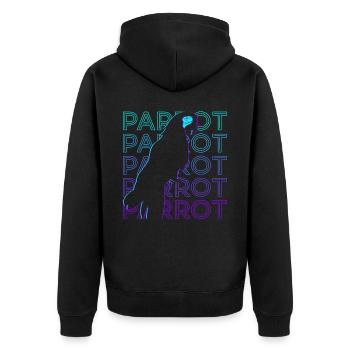 Parrot Retro - Unisex Premium Organic Zip Hoodie - black - Back - Nico (187cm)
