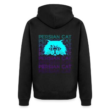 Perserkatze Retro - Unisex Premium Bio Zip Hoodie - Schwarz - Hinten - Nico (187cm)