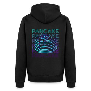 Pfannkuchen Retro - Unisex Premium Bio Zip Hoodie - Schwarz - Hinten - Nico (187cm)