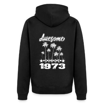 Awesome Since 1973 - Unisex Premium Organic Zip Hoodie - black - Back - Nico (187cm)