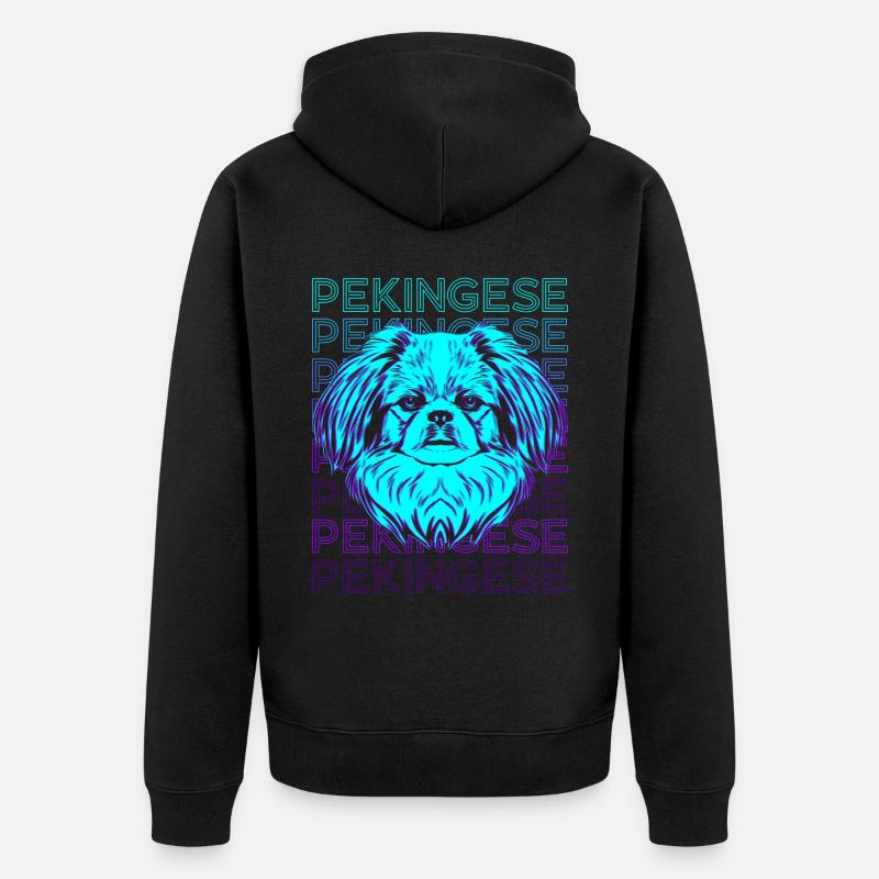 Rétro pékinois - Veste à capuche bio Premium Unisexe - noir