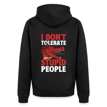 Ich dulde keine dummen Menschen Mürrischer Drache - Unisex Premium Bio Zip Hoodie - Schwarz - Hinten - Nico (187cm)