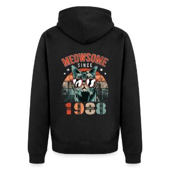 Meowsome 1988 Année de naissance 1988 Anniversaire du chat - Veste à capuche bio Premium Unisexe - noir - Dos - Nico (187cm)