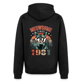 Meowsome 1981 Year of birth 1981 Cat birthday - Unisex Premium Organic Zip Hoodie - black - Back - Nico (187cm)
