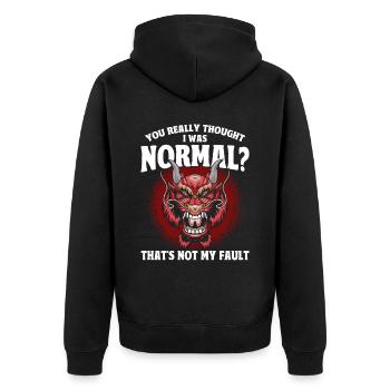 Du dachtest wirklich, ich sei normal Drache - Unisex Premium Bio Zip Hoodie - Schwarz - Hinten - Nico (187cm)
