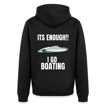 Boot Regatta . Motorboot Motoryacht . Yacht Segeln - Unisex Premium Bio Zip Hoodie - Schwarz - Hinten - Nico (187cm)
