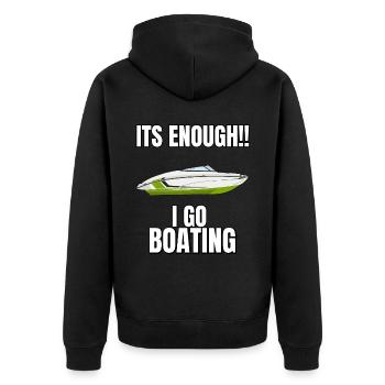 Boot Regatta . Motorboot Motoryacht . Yacht Segeln - Unisex Premium Bio Zip Hoodie - Schwarz - Hinten - Nico (187cm)