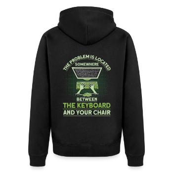 Das Problem ist lokalisiert Sysadmin - Unisex Premium Bio Zip Hoodie - Schwarz - Hinten - Nico (187cm)