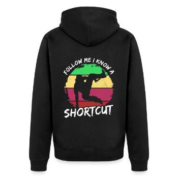 Parkour Suivez-moi, je connais un raccourci - Veste à capuche bio Premium Unisexe - noir - Dos - Nico (187cm)