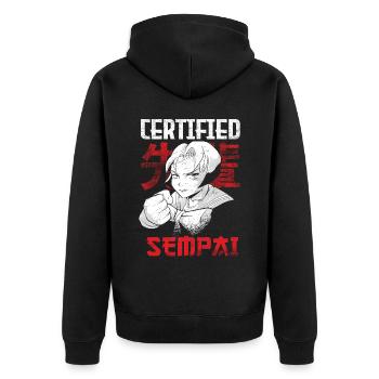 Certified Senpai-design For Japanese - Unisex Premium Organic Zip Hoodie - black - Back - Nico (187cm)