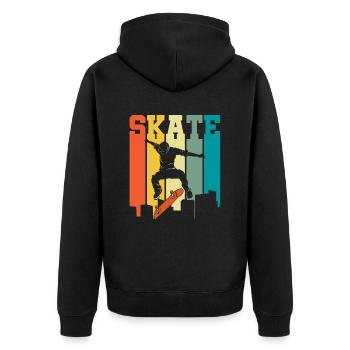 Skate Retro Für Skateboarder - Unisex Premium Bio Zip Hoodie - Schwarz - Hinten - Nico (187cm)