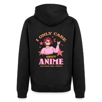 Ich Interessiere Mich Nur Für Anime Und Mag - Unisex Premium Bio Zip Hoodie - Schwarz - Hinten - Nico (187cm)