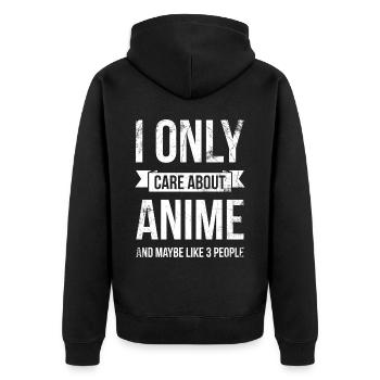 Ich Interessiere Mich Nur Für Anime Und Mag - Unisex Premium Bio Zip Hoodie - Schwarz - Hinten - Nico (187cm)